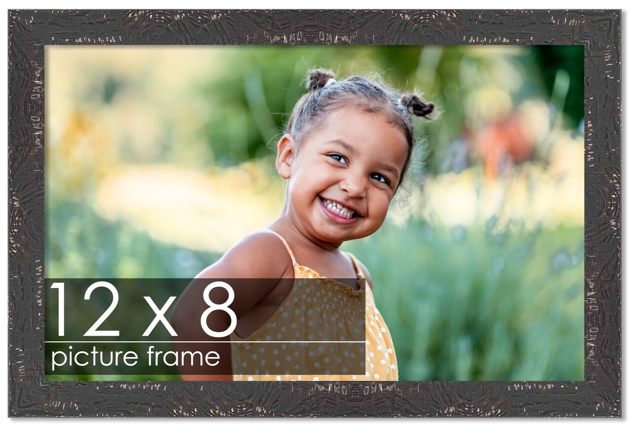 Photo Size Shabby Chic Black Picture Frame - UV Acrylic, Foam Board Backing, Hanging Hardware